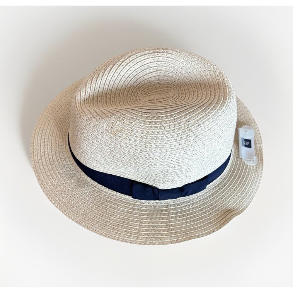 Gap Womens Sun Hat With Blue Ribbon Bow Size‎ M /LARGE Resort Summer Travel NWT